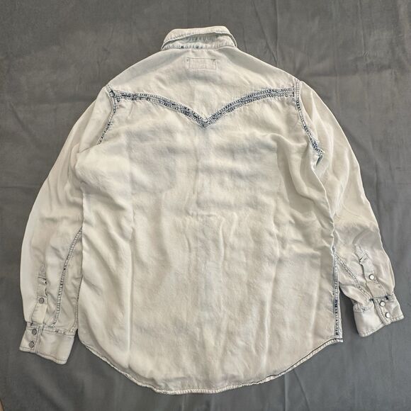 Ryan Michael Shirt Mens Large Western Pearl Snap Long Sleeve Cowboy Light Blue - Picture 7 of 7